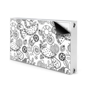 Multi Fruits Radiator Magnet Cover, White Magnetic Radiator Cover, Black Printed Magnet, Drawing Magnet Mat, Housewarming Gift