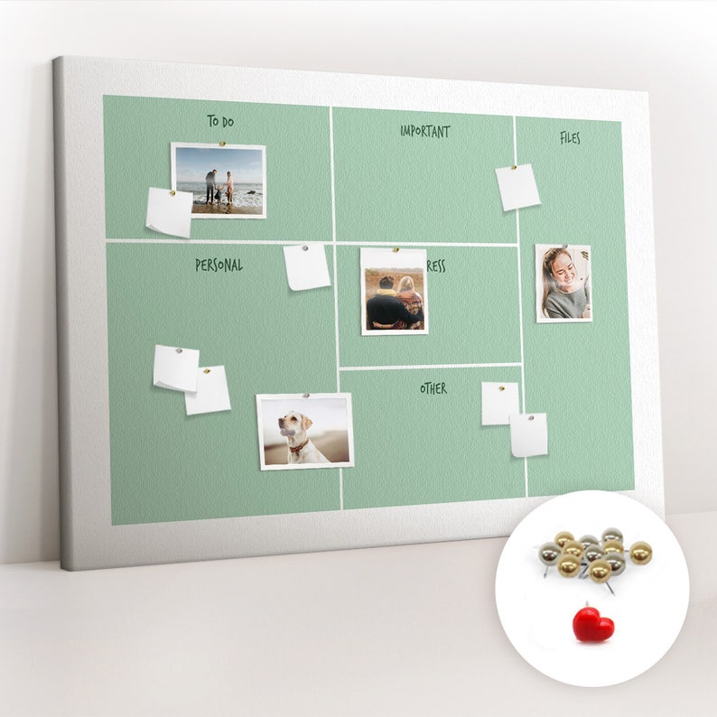 Desktop Pinboard Desktop Organizer, Green, Pinboard, Student's Note Board, Pins Included ...