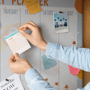Weakly Planner, Student's Note Board, Pinboard, White, Timetable, Push Pins, Goal Organizer