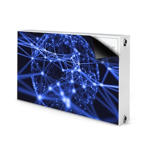 Abstract Technology Radiator Cover For Home, Blue Magnetic Masking Frame, Black Printed Radiator, Modern Magnet Mat, Idea Gift