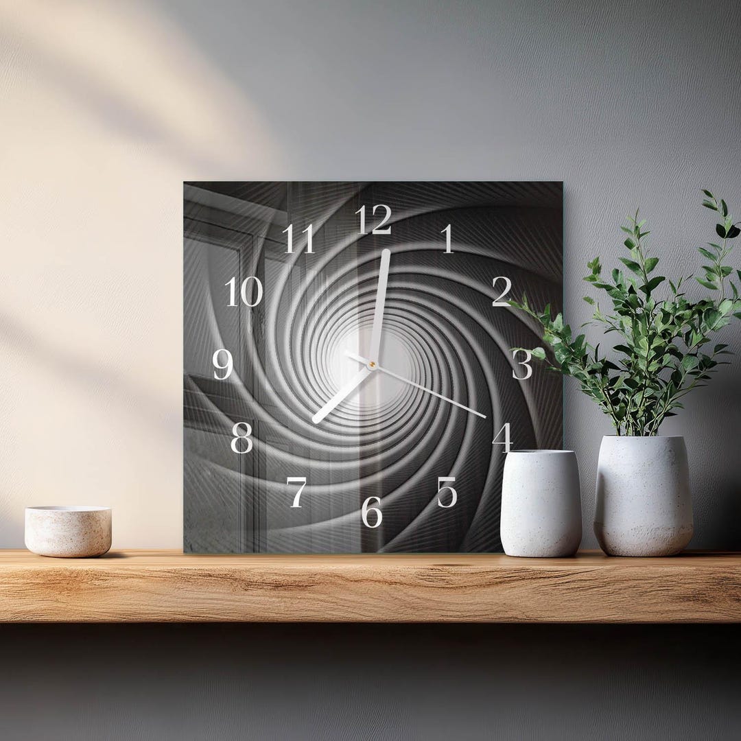 Vortex Clock Vortex Personalized Clock, Black Glass Printed Clock - Square, Round or ...