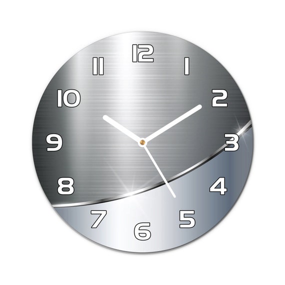 Reloj de pared industrial abstracto de metal arte de pared moderno plateado reloj de habitacion minimalista negro manecillas de reloj modernas en blanco o negro Etsy Espana
