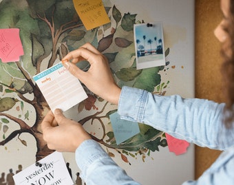 Family Tree, Idea Board, XXL Student's Note Board, Multicolor, Cork board, Push Pins, Personalized Pattern