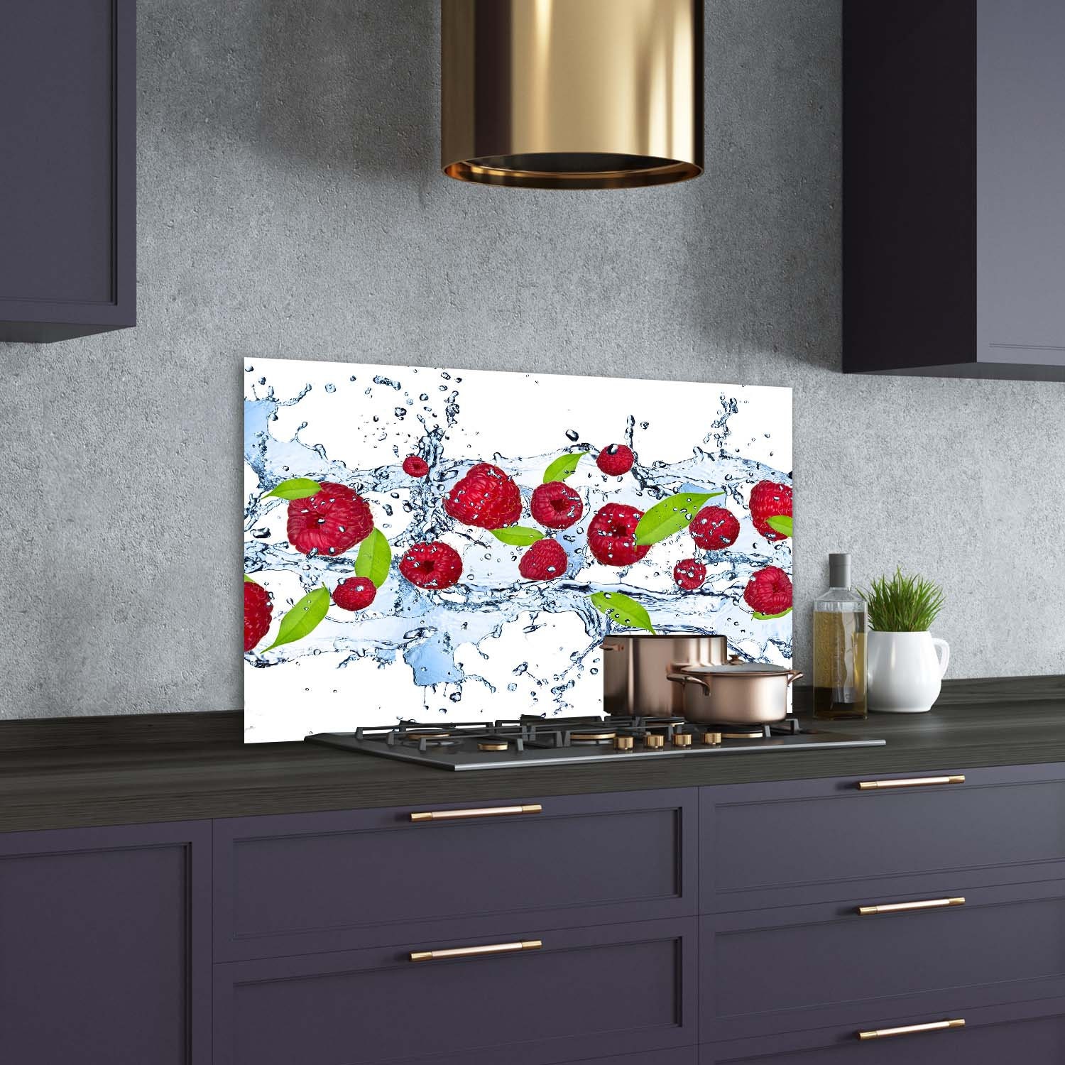 Crédence Verre Trempé Poivrons Rouges Éclaboussés - 90x75 Cm - Protection Mur Cuisine Moderne