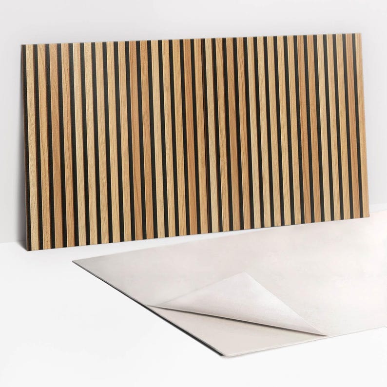 Wooden Boards Lamellas Panel Stickers, Removable Panels, Texture Panel Stickers, Brown Decal Decoration, Kitchen Panel Stickers image 3