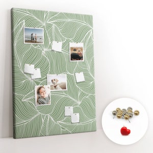 Big leaves pattern, Green, XXL Student&#39;s Notes Board, Personalized Pattern, Push Pins, Cork board, Idea Board