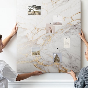 Decorative marble, Bulletin Board, XXL Student's Notes Board, White, Cork board, Pins included, Personalized Pattern