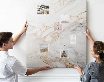 Decorative marble, Bulletin Board, XXL Student&#39;s Notes Board, White, Cork board, Pins included, Personalized Pattern