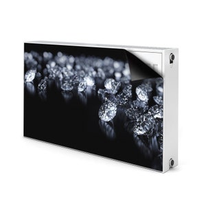 Diamonds Heating Cover, Black Radiator Magnet, Silver Radiator Cover For Home, Elegant Printed Radiator, Magnet Decoration