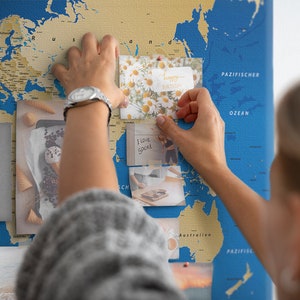 Weltkarte Länder, besuchte Länder Karte, große Korktafel, golden, Reise-Tracker, Stifte enthalten, Schüler-Anmerkung
