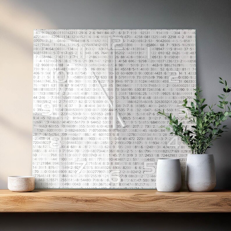 Binary Code Square Wall Clock, Gray Custom Glass Wall Clock, Science fiction Living Room Home Decor Bild 2