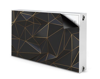 Housse chauffante géométrique abstraite, tapis magnétique noir, aimant de radiateur doré, tapis imprimé magnétique moderne, décoration aimantée