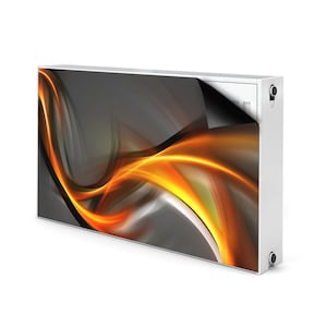 Orange Abstract Radiator Cover For Home, Gray Magnet Design, Yellow Printed Magnet, Modern Magnetic Masking Frame, Idea Gift