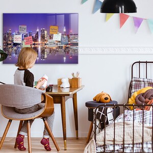 New York at night Note Board, Magnetic Message Board, Multicolour Chore Board, Architecture Pattern