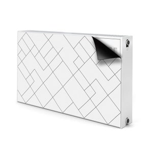 Diagonal Thin Lines Heating Cover For Radiator, Gray Magnet Mat, Beige Radiator Magnet, Geometric Magnetic Printed Mat, Idea Gift