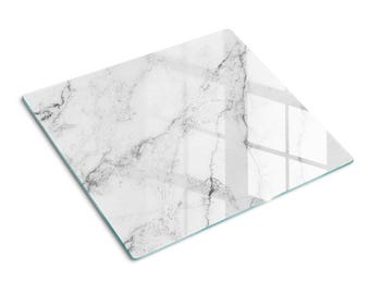Marble Pattern Cutting Board, White Glass Chopping Board, Kitchen Decor, Charcuterie Board