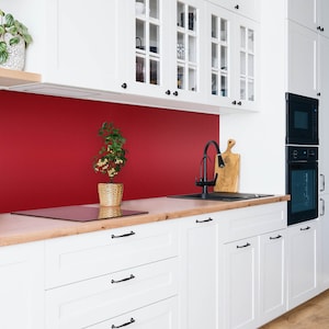 Red Colour Panel Stickers, Peel and Stick Panels, Solid color Panel Stickers, Red Decal Decor, Bathroom Panel Stickers