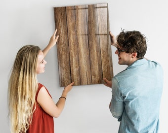 Wood Texture Photo Wall Display, Kids Magnetic Board, Brown Large Board, Nature Wall Organizer