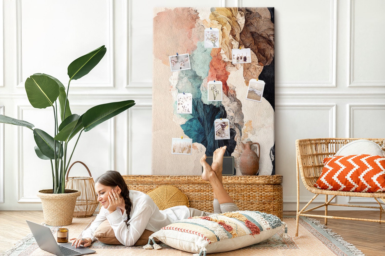 Lot De 16 Planches Liège Autocollantes Provo + 50 Punaises | Tableau D'Affichage Mural Pour Bureau Et Maison