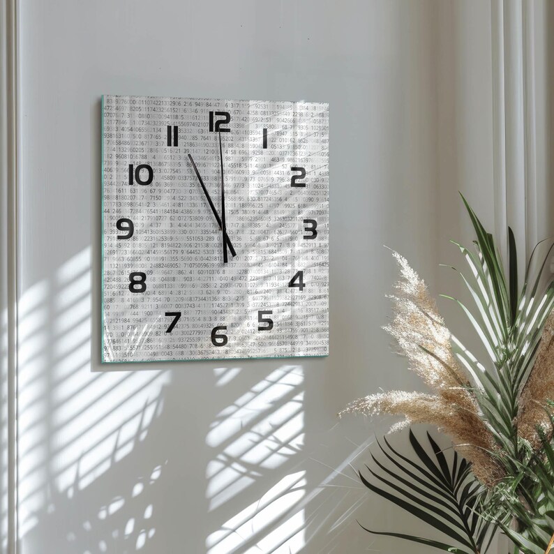Binary Code Square Wall Clock, Gray Custom Glass Wall Clock, Science fiction Living Room Home Decor Bild 12
