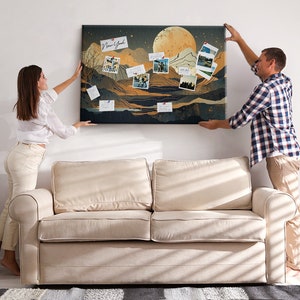 Sunset Landscape, XXL Student&#39;s Note Board, Personalized Pattern, Cork board, Idea Board, Pins included, Multicolor