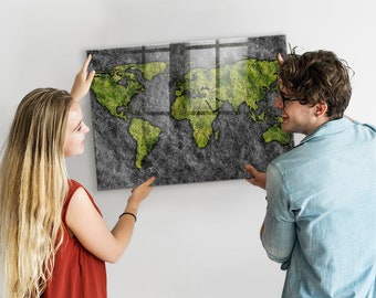 Carte du monde verte, Lieux que vous avez visités, Carte des pays visités, Tracker de voyage, Motif de carte