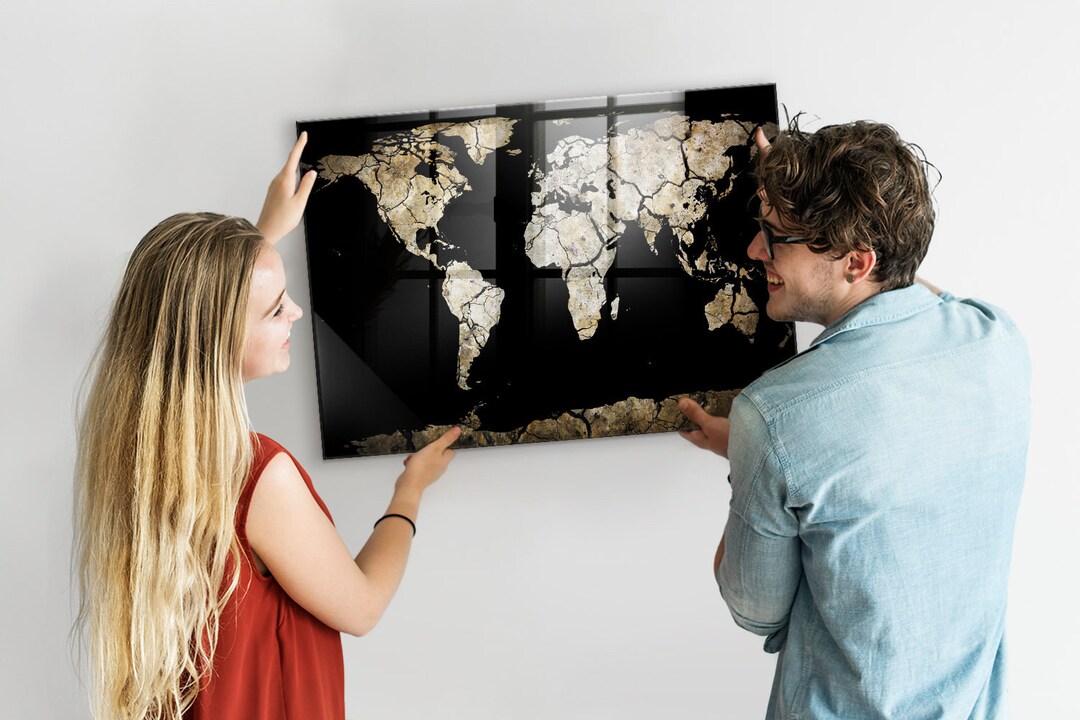 Multicolour World Map Travel Tracker Places Visited Map Etsy