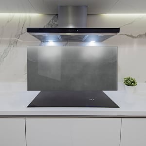 Black Concrete Backsplash, Onyx Glass Splashback, Dark Gray Wall Tempered, Cement Waterproof Panel, Easy To Install, Idea Gift