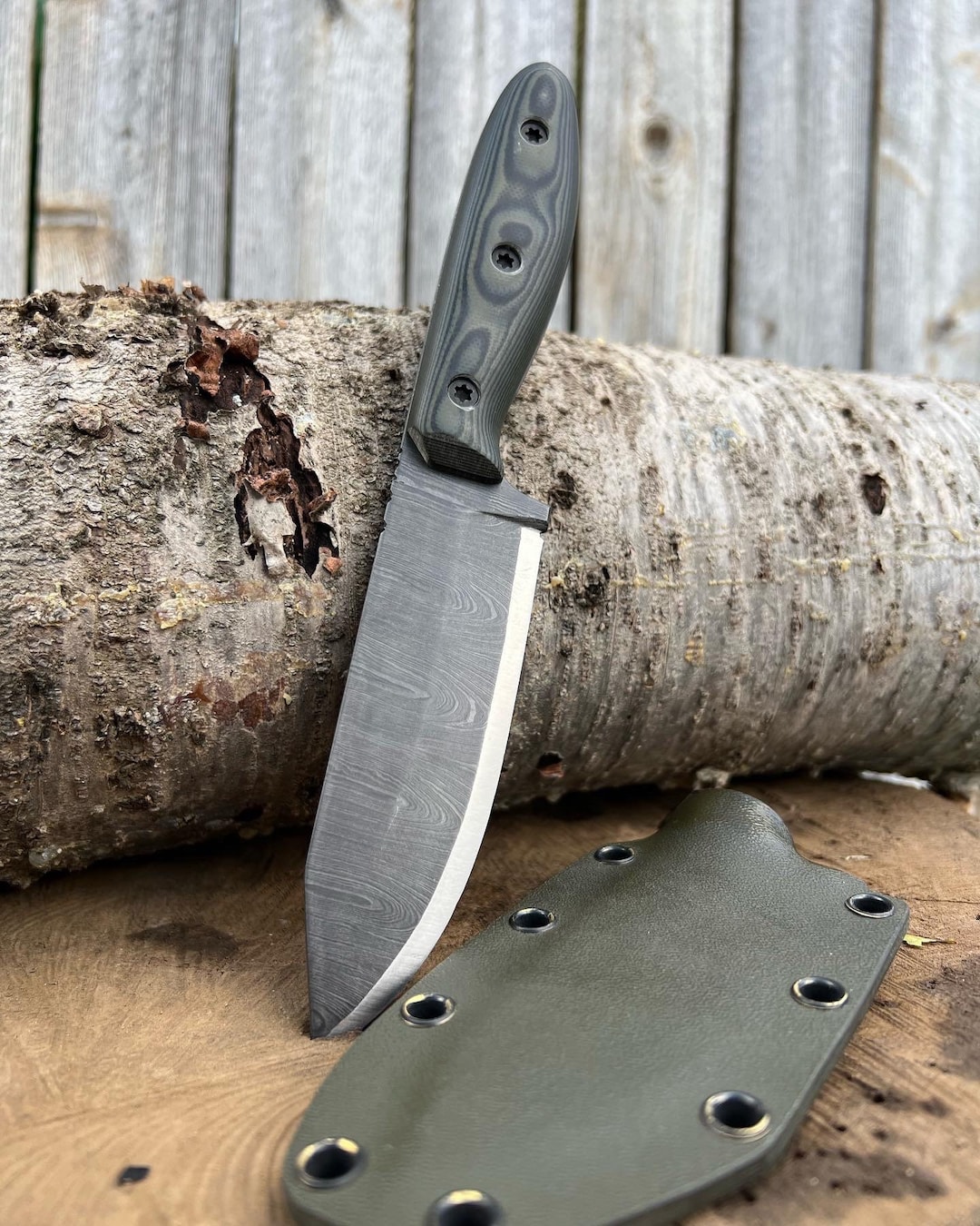 Premium Damascus Bushcraft Knife with Rosewood Handle - 9-Inch main image 1
