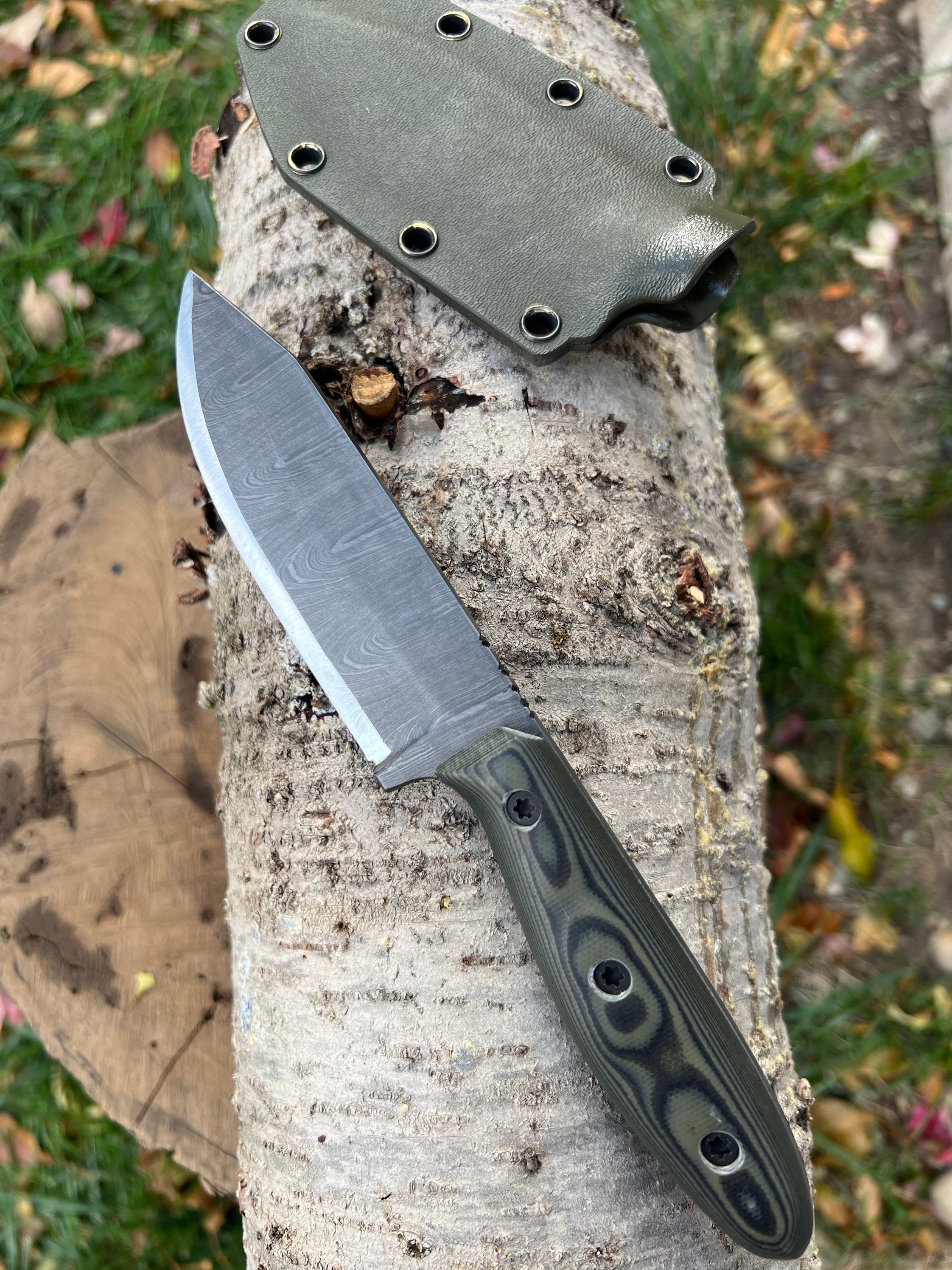 Damascus Bushcraft Knife Etsy