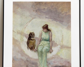 Mythology Art Print | The Witch&#39;s Daughter by Church | Surreal Macabre Creepy Wall Decor | Vintage Artwork | Fantasy Print | Unframed