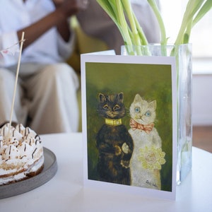 Louis Wain Biglietto d'auguri Gatto Biglietto d'auguri vuoto Illustrazione vintage Dipinto Compleanno Grazie Matrimonio Fidanzamento Coppia Sposa Sposo