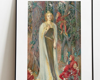 Snow White Art Print | Once Upon a Time by Henry Meynell Rheam  | Surreal Fantasy Wall Decor | Vintage Artwork | Unframed
