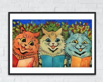 絵画 。壁掛け絵☆【猫ちゃんたちの幸せなクリスマスパーティー】05 ルイス・ウェイン プリント クリスマスタイム イン キャット