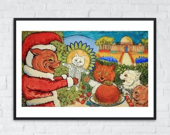 ルイス・ウェイン プリント クリスマスタイム イン キャット