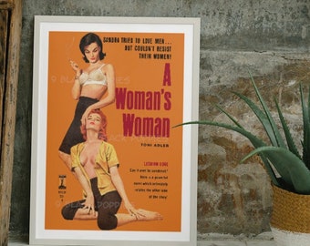 Lesbian Pulp Print Wall Art | A Woman's Woman | Vintage Sapphic Art | Pulp Novel Cover Reproduction | LGBTQ Queer WLW | Gift For Queer Women