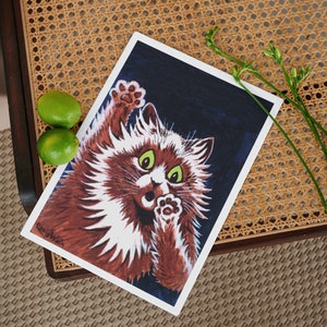 Carte de vœux drôle de chat | Louis Wain | Pris au piège dans une carte de vœux | Carte de notes vierge | art vintage | Anniversaire Merci Pendaison de crémaillère Get Well