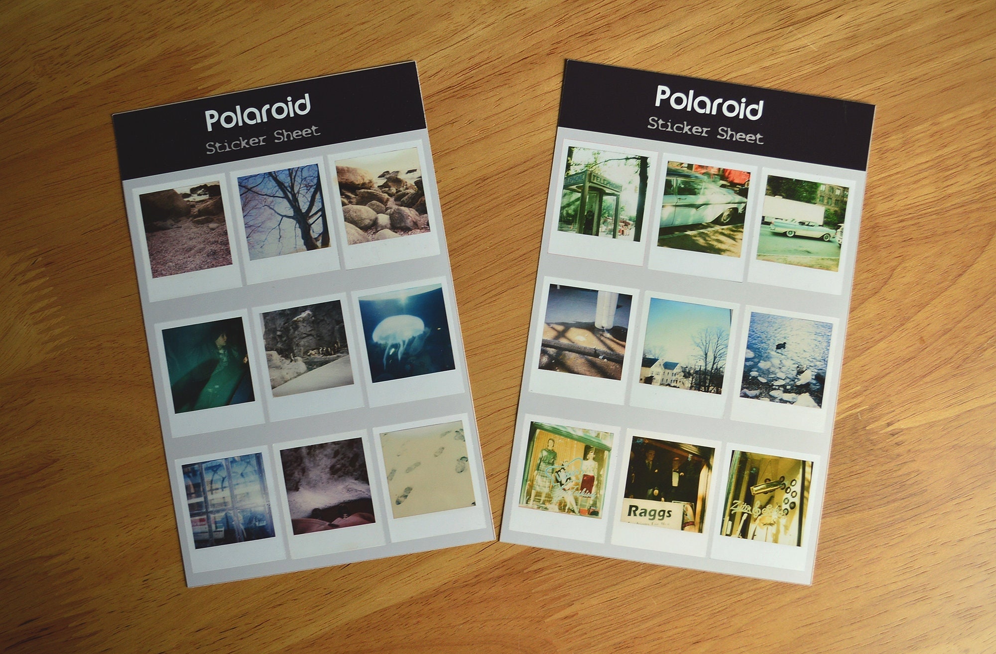 Polaroid Sticker Sheets, Vintage Retro Pictures, Kiss-Cut Matte or Glossy Vinyl, For Scrapbook Planner Diary Calendar Decoupage.