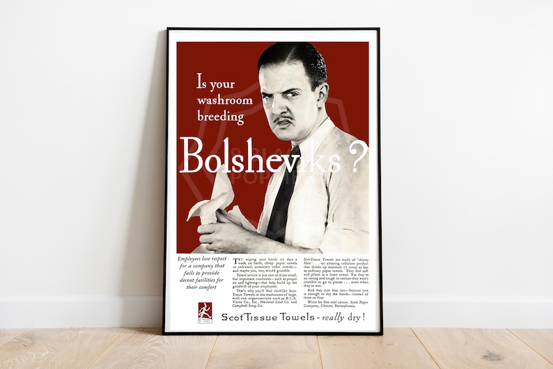Is Your Washroom Breeding Bolsheviks? | Vintage Propaganda Wall Art | Art Print Poster Reproduction | Communism Socialism | Decor | Unframed image 6