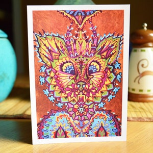 Louis Wain Kartka z życzeniami Kot Notatka Pusta Notatka Karta Vintage Ilustracja Malarstwo Urodziny Dziękuję Abstrakcyjna Psychodeliczna