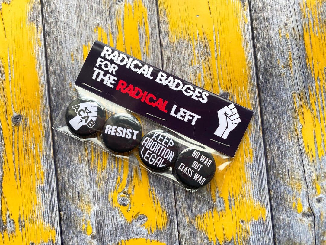 Radical Left Political Badge Button Pins | 25mm 1in | Raised Fist ...