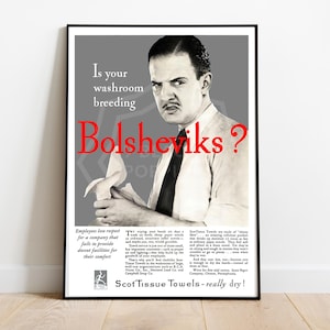 Is Your Washroom Breeding Bolsheviks? | Vintage Propaganda Wall Art | Art Print Poster Reproduction | Communism Socialism | Decor | Unframed image 5
