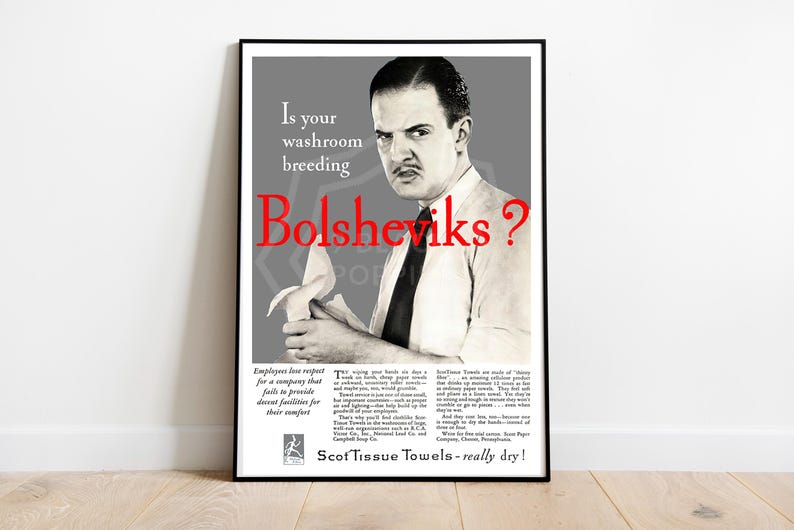 Is Your Washroom Breeding Bolsheviks? | Vintage Propaganda Wall Art | Art Print Poster Reproduction | Communism Socialism | Decor | Unframed image 5