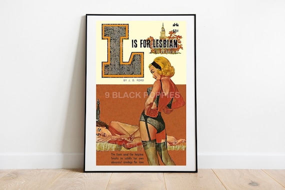 L is for Lesbian | Lesbian Pulp Print Wall Art | WLW Vintage Sapphic | Pulp Novel Cover Reproduction | Queer Decor | Gift For Queer Women