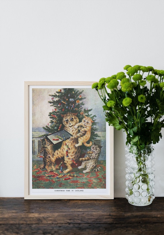 絵画 。壁掛け絵【猫ちゃんたちの幸せなクリスマスパーティー】04 壁掛け絵☆【可愛い猫ちゃんたちは楽しく美しいクリスマスを