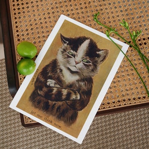 不機嫌な猫のグリーティング カード | ルイス ウェイン | 腕を組んだトラ猫 | 空白のノートカード | ビンテージ アート | 誕生日おめでとう 新築祝い 快気祝い