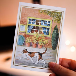 Louis Wain Carte de vœux Chat Notecard Carte de note vierge vintage Illustration Peinture Anniversaire Merci Clin d’oeil
