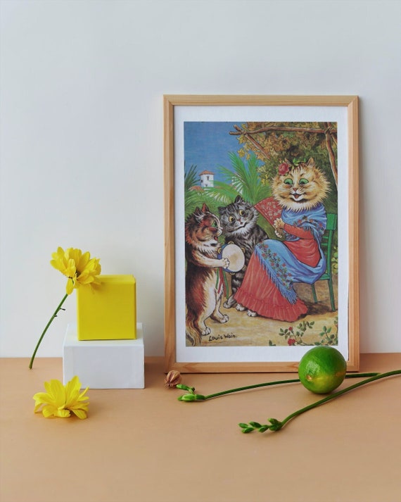 絵画 。手描き【部屋で楽しく遊んでいるかわいい猫たち】 樋口佳絵「猫たちの庭」 | URESICA