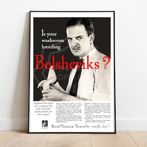 Is Your Washroom Breeding Bolsheviks? | Vintage Propaganda Wall Art | Art Print Poster Reproduction | Communism Socialism | Decor | Unframed image 3