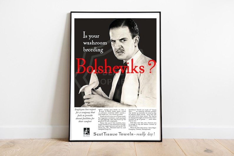 Is Your Washroom Breeding Bolsheviks? | Vintage Propaganda Wall Art | Art Print Poster Reproduction | Communism Socialism | Decor | Unframed image 3